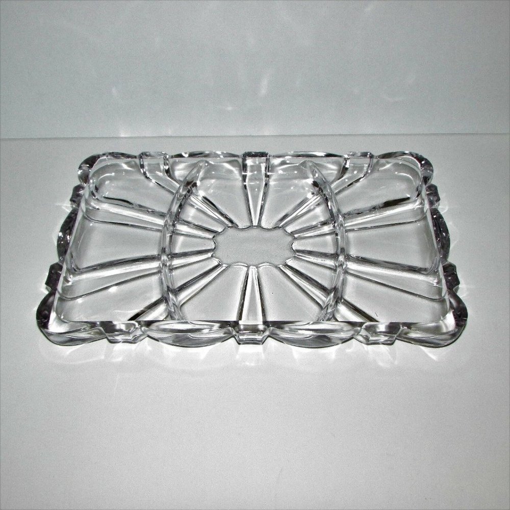 Vintage Heavy Glass Divided Dresser Tray or Pickle/Relish Dish Cottagecore